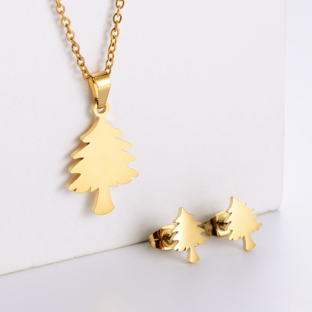NJ - Titanium Christmas Tree Necklace and Earrings