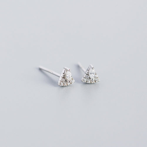 NJ - S925 Sterling Silver Geometric Fan shaped Diamond Horse Eye Earrings