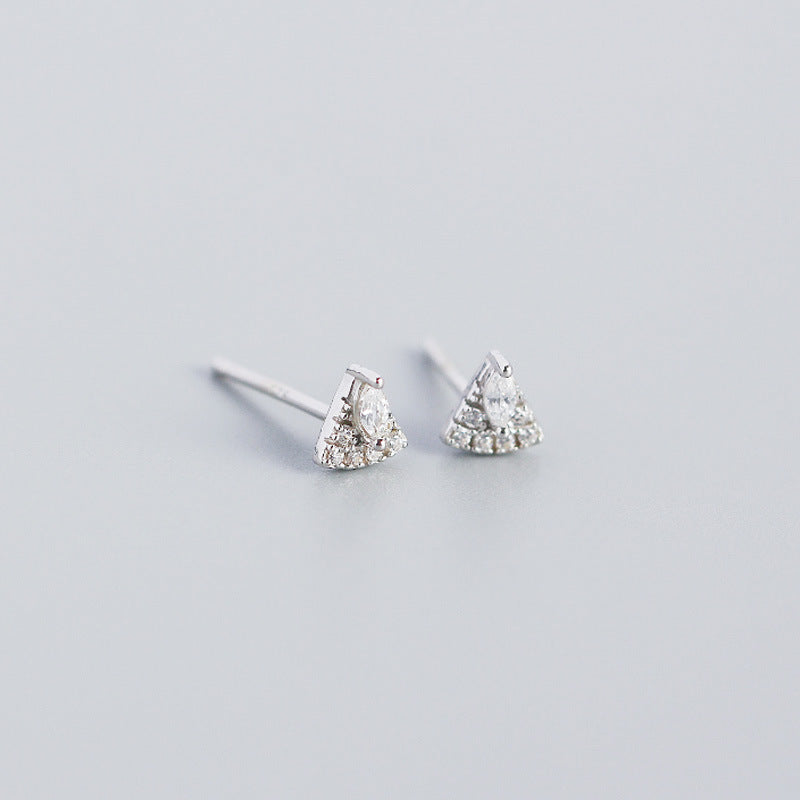 NJ - S925 Sterling Silver Geometric Fan shaped Diamond Horse Eye Earrings