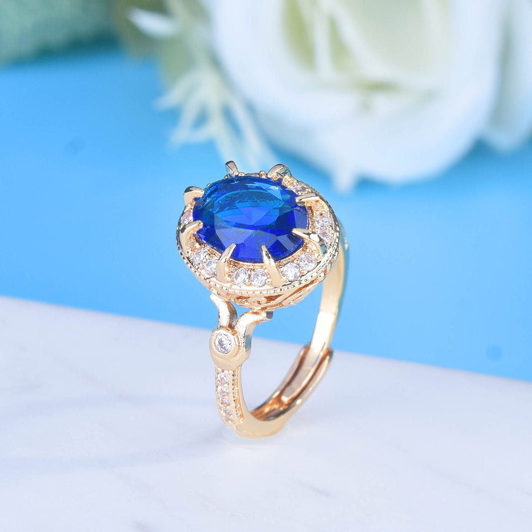 NJ - Royal Blue Spinel Sapphire Adjustable Ring