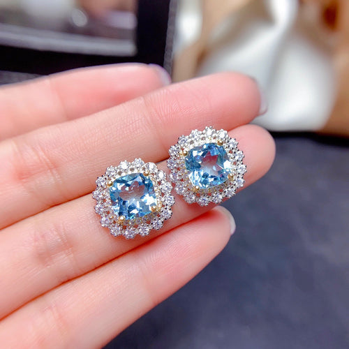 NJ - Crystal Stone Suit Sky Blue Topaz - Earrings