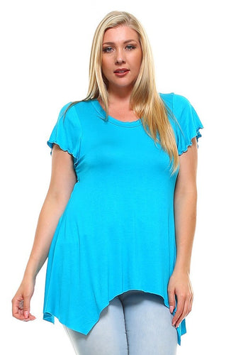 PPS- PLUS Round Neck Top - Coral (pic is blue for reference only)