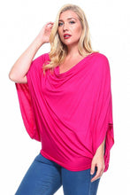 Load image into Gallery viewer, PPS - PLUS Draped Neck Kimono Sleeve Top - Hot Pink