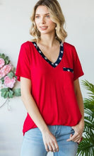 Load image into Gallery viewer, HEIM - V-Neck Solid &amp; Star Print Top