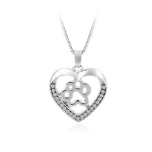 Load image into Gallery viewer, NJ - Love Heart Dog Paw Hollow Diamond Pendant Necklace