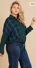 Load image into Gallery viewer, UMG - PLUS Plaid &amp; Checkered Long Sleeve Top - Green Mix