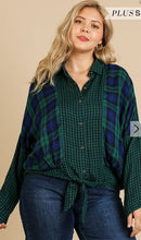 Load image into Gallery viewer, UMG - PLUS Plaid &amp; Checkered Long Sleeve Top - Green Mix