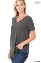 Load image into Gallery viewer, ZEN - PLUS V-Neck Short Sleeve Top - Plus Sizes (Dusty Pink, Ash Grey)