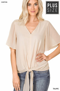 ZEN - Plus Double Layer Chiffon Top - Multiple (Lite Green, Taupe)