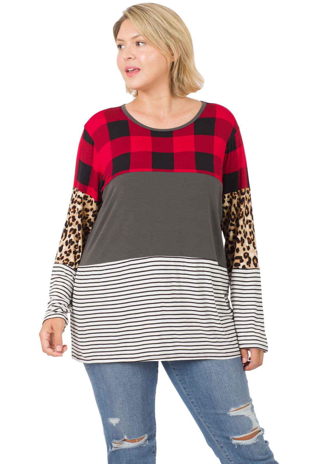 ZEN - PLUS Buffalo Plaid, Stripped, Leopard Top