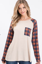 Load image into Gallery viewer, Ninexis - Contrast Reglan Long Sleeve Top - Floral or Buffalo Rust Print