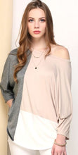 Load image into Gallery viewer, Ninexis - Round Neck Color Block Dolman Sleeve Top