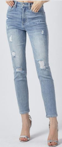 RJ - High Waist Distressed Jeans - Light (Sizes 5, 7, 9, 11, 13)