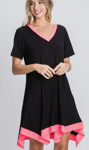 HEIM - Solid V-Neck Draped Dress