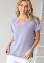 Load image into Gallery viewer, CY - V-Neck Solid T (Denim, Lilac)