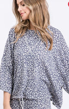 Load image into Gallery viewer, CY - Animal Bell Sleeve Top - (Pants sold sep) Navy/Ivory