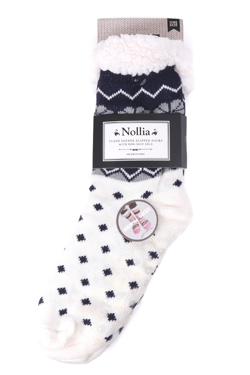 Selini - Sherpa Slipper Socks - Polka Dot