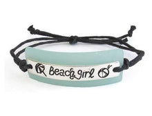 Load image into Gallery viewer, JM - Sea Glass &quot;Beach Girl&quot; Pull Tie Bracelet - Brown or Black Pull