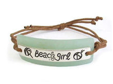 Load image into Gallery viewer, JM - Sea Glass &quot;Beach Girl&quot; Pull Tie Bracelet - Brown or Black Pull