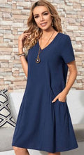 Load image into Gallery viewer, ER - Pocket Patch V-Neck Dress - Blue