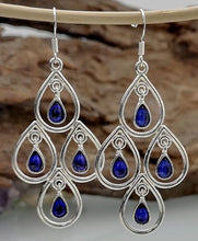 Load image into Gallery viewer, NJ - Peacock Blue Moonstone Drop Earrings