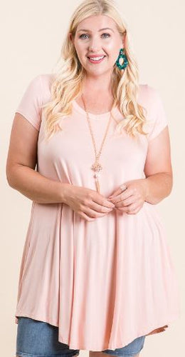 REBJ - PLUS Soft Flowing Tunic Top  - Blush