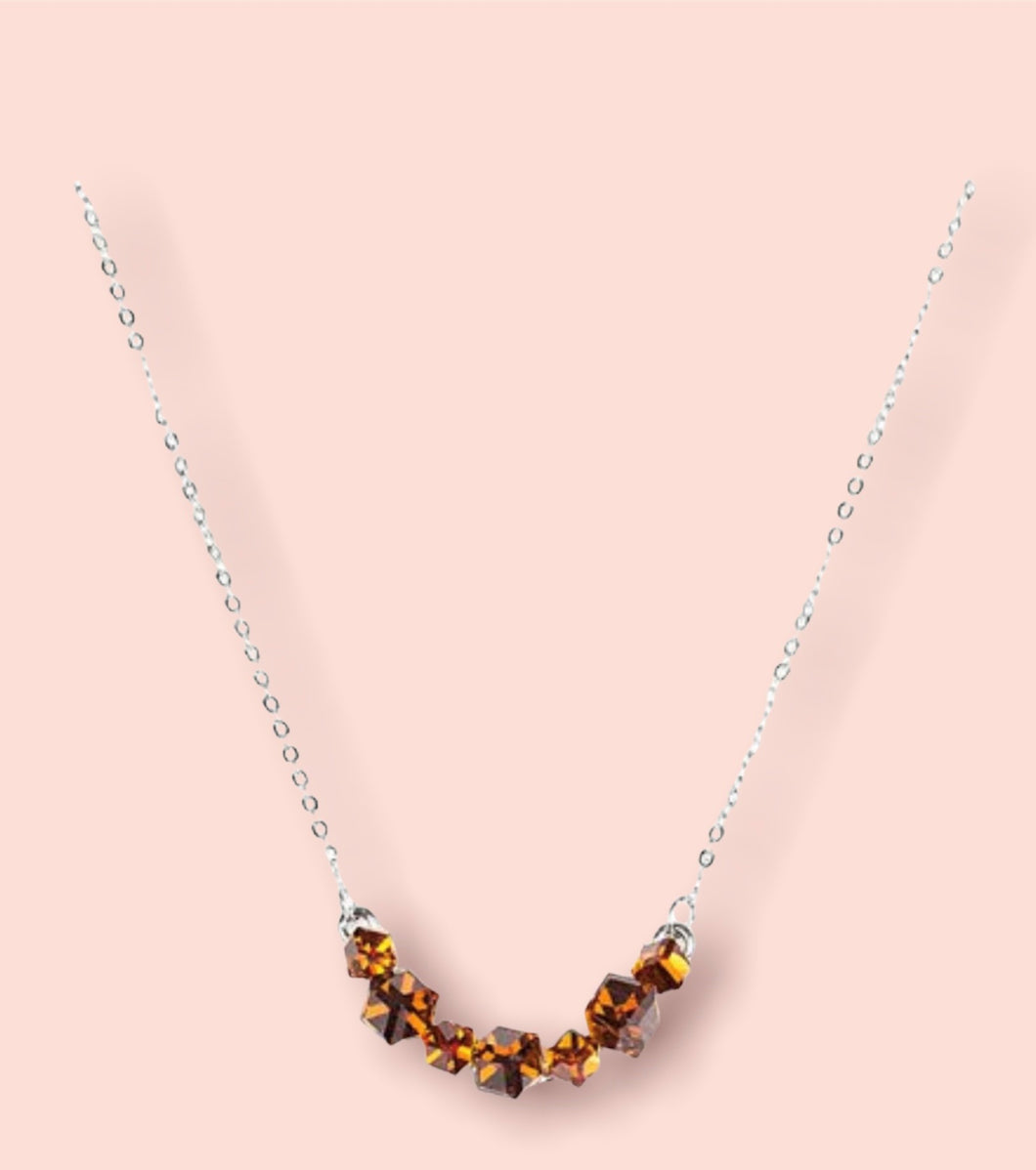 DD - Brown Cube Cut Rhinestone Necklace