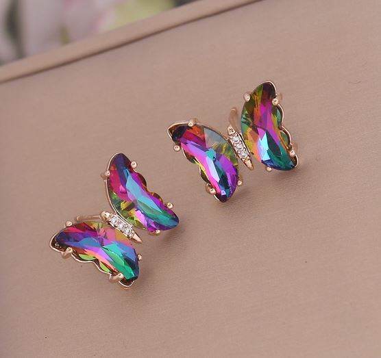 NJ - Multicolor Gradient Butterfly Post Earrings