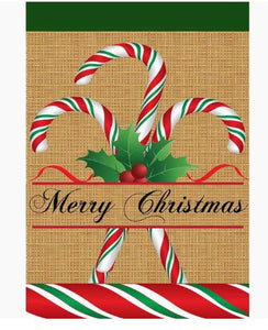 MAG - Candy Cane Burlap Garden Flag