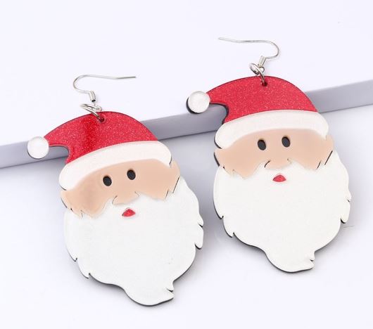 NJ - Christmas Acrylic Earrings - Santa