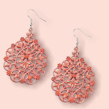 Load image into Gallery viewer, DD - Rustic Finished Flowery Earrings - Coral or Purple