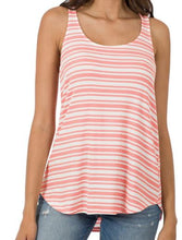 Load image into Gallery viewer, ZEN - Ribbed Striped Sleeveless T-Shirt - Coral/White or Mint/White