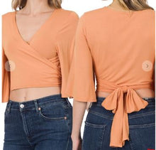 Load image into Gallery viewer, ZEN - Cropped Rayon Tie Front Cardigan - Black