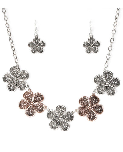 DD - Filigree Copper & Silver Daisy Necklace