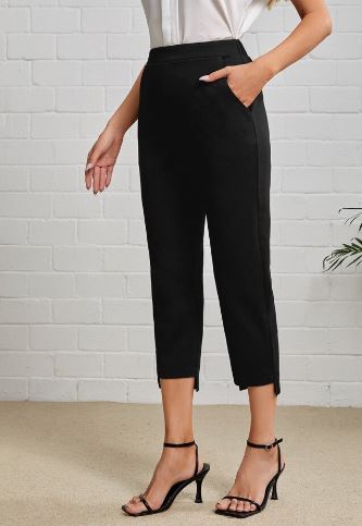 ER - Dip Hem Capri  Pants - Black