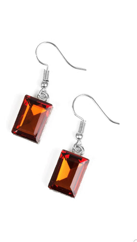 DD - Brown Emerald Cut Rhinestone Earrings