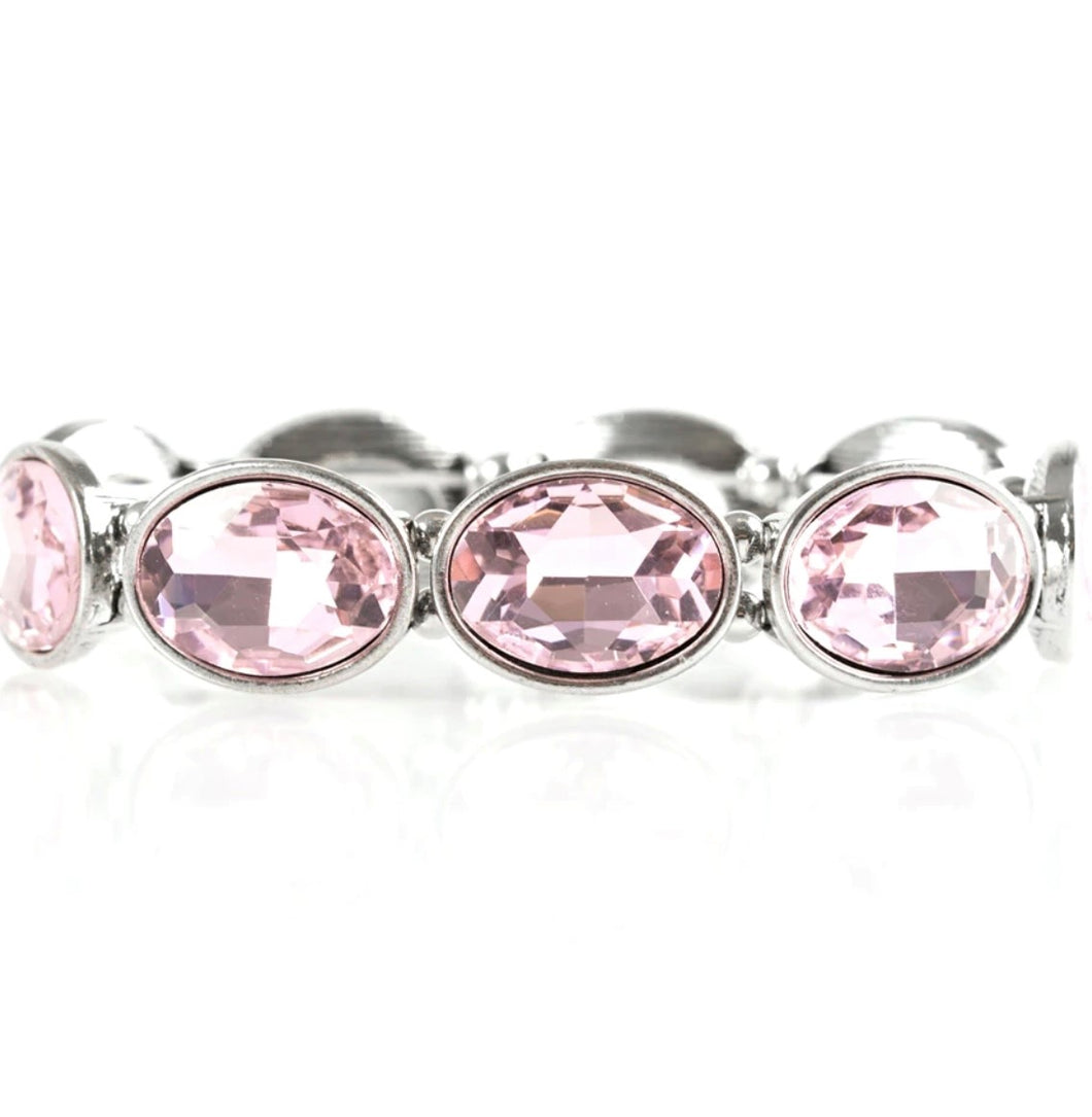 DD - Glassy Pink Gem Stretch Bracelet