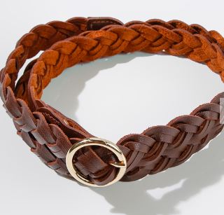 UMG - Braided Belt with Gold Buckle - Dark Brown, Natural, Black, Brown