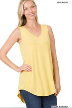 Load image into Gallery viewer, ZEN - Luxe Sleeveless V-Neck Hi/Low Top - Orange, Rose, Banana