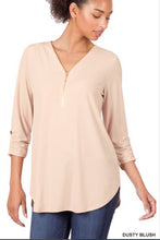 Load image into Gallery viewer, ZEN - ITY Front Zip Top (Dusty Blush, Eggplant, Lite Green, Bone) Small - XL