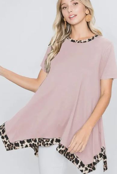 HEIM - Dusty Pink & Animal Contrast Top