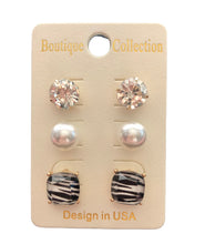Load image into Gallery viewer, Mix Stud Earring Set - 3 Pair of Stud Earrings (Leopard &amp; Zebra)