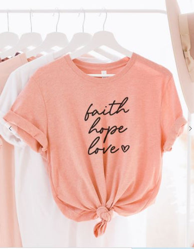 HTA - Faith, Hope, Love Canva Tee - Heather Sunset