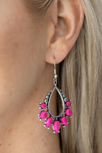 Load image into Gallery viewer, Flamboyant Ferocity - Pink Fuchsia Fedora Teardrop Earrings