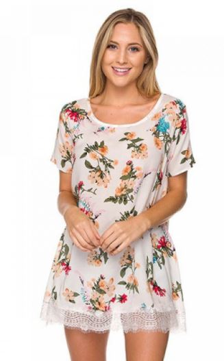 CY - Floral & Lace Dressy Top-Fits Small