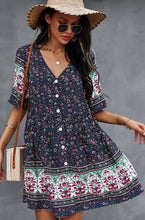 Load image into Gallery viewer, MTN Valley Trading - Floral V Neck Ruffle Short Dress