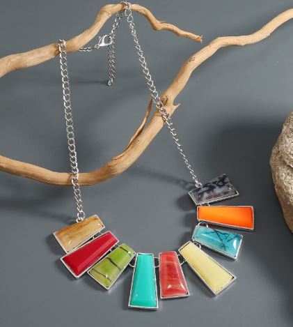 ER - Color Block Geometric Necklace