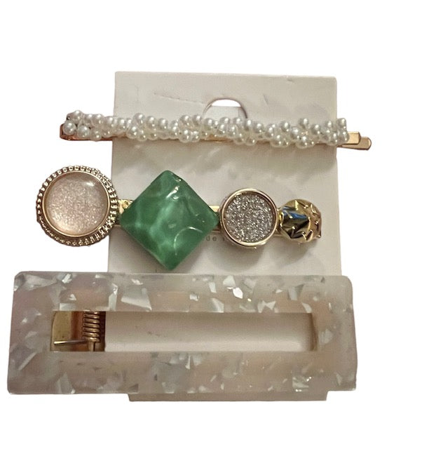 NJ - 3 Pack Hair Clips - Green