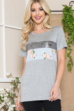 Load image into Gallery viewer, OF - Floral -  Sequin Multi Combo Short Sleeve Top