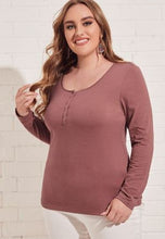 Load image into Gallery viewer, ER - PLUS Half Button Tee - Redwood